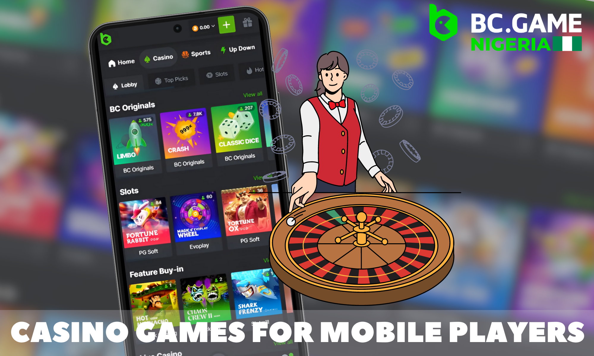 Mobile casino games collection at BC Game