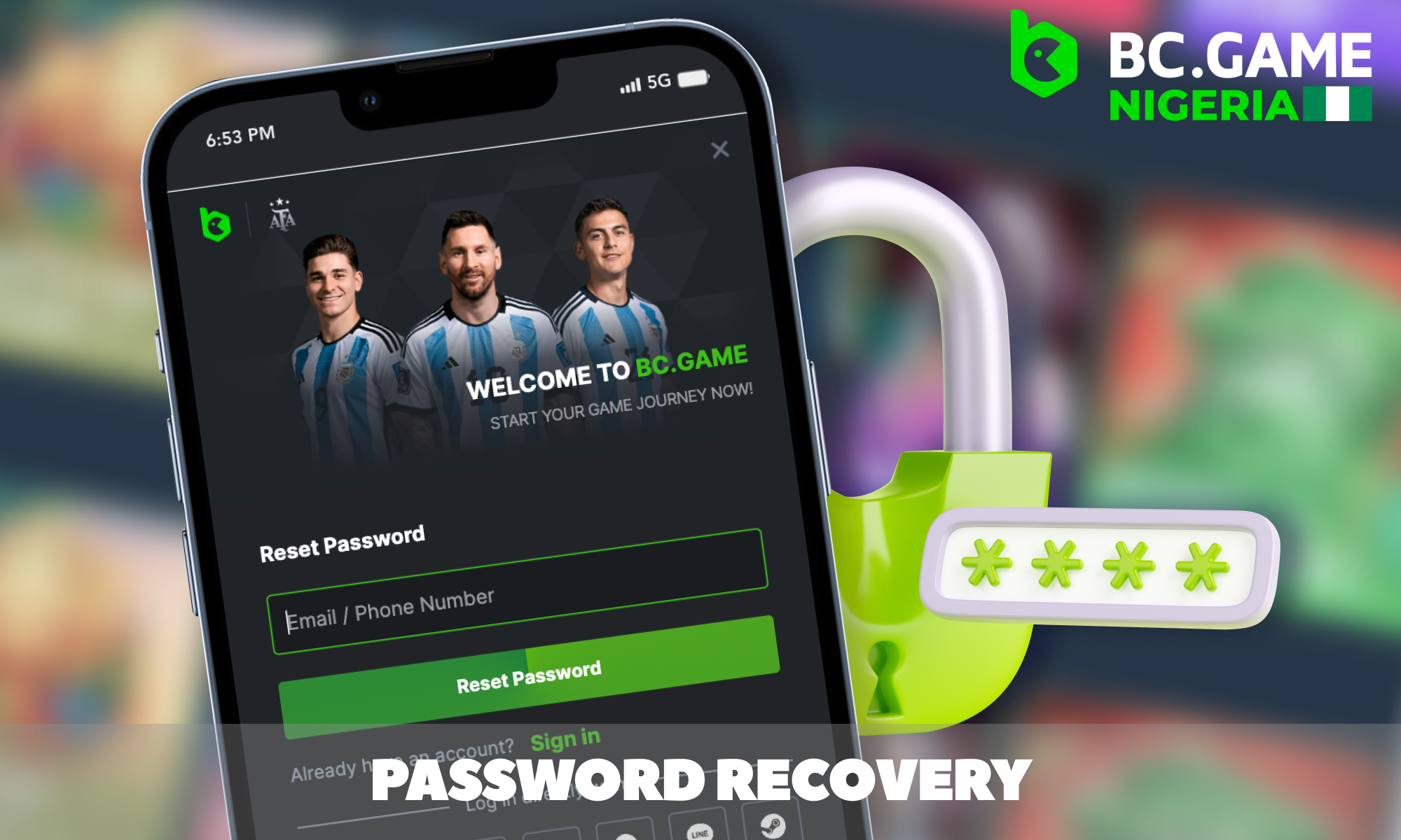 Password recovery at BC Game