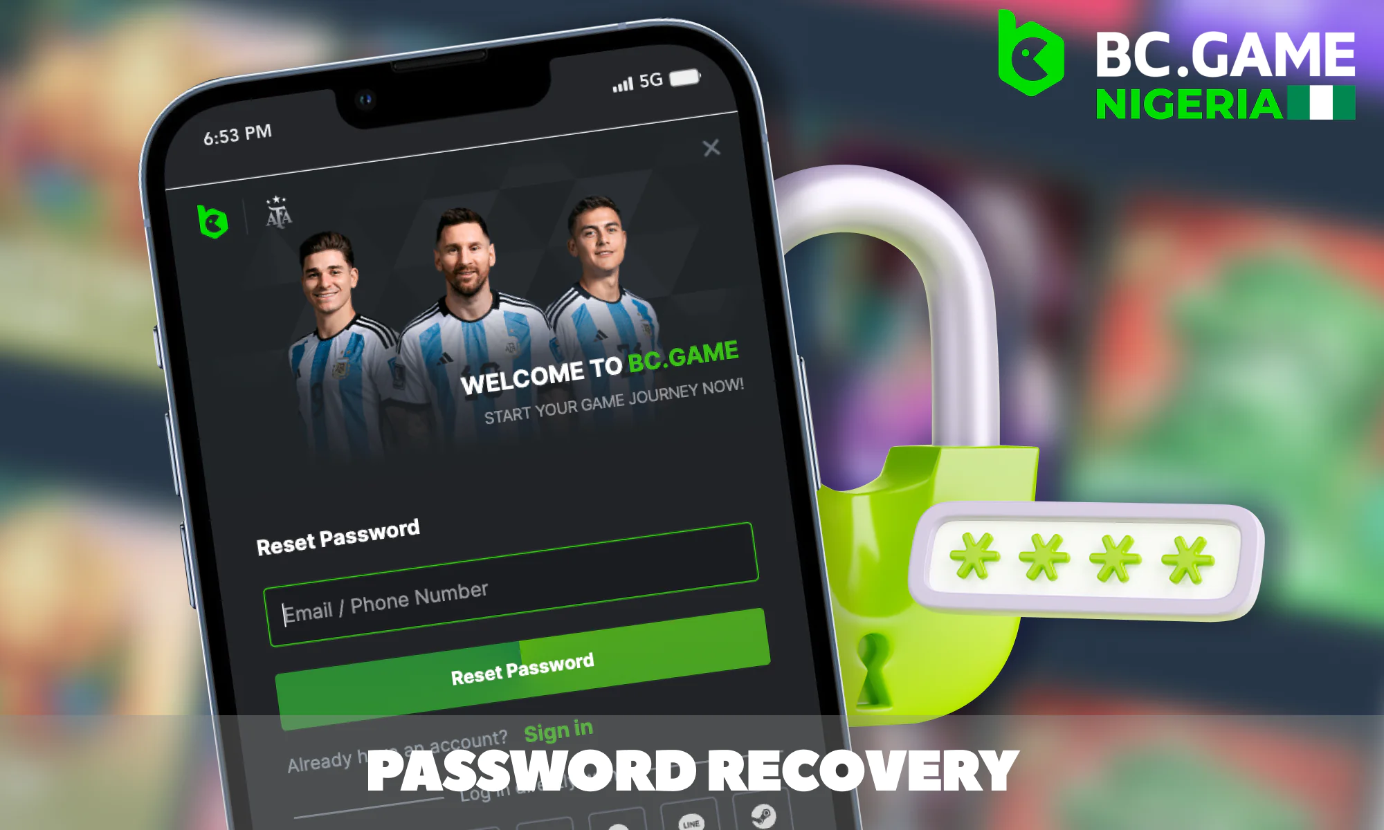 Password recovery at BC Game