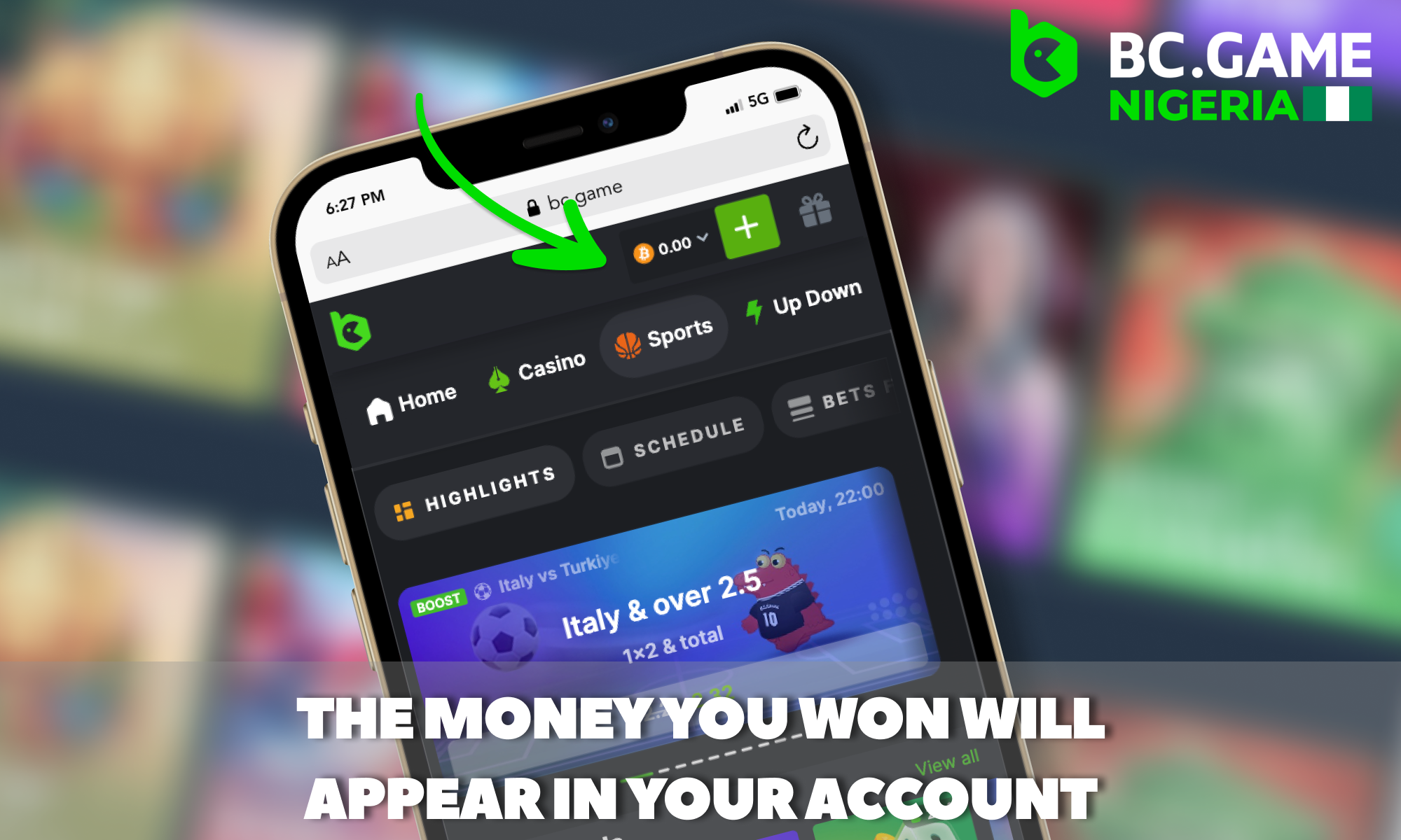 Winnings appearing in your BC Game account