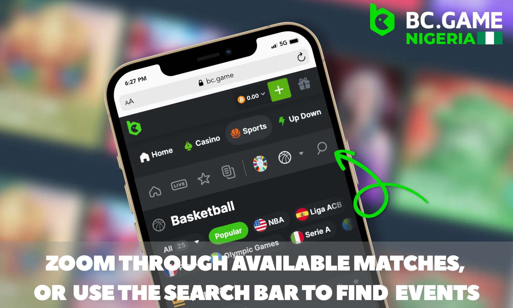 Finding events to bet on at BC Game