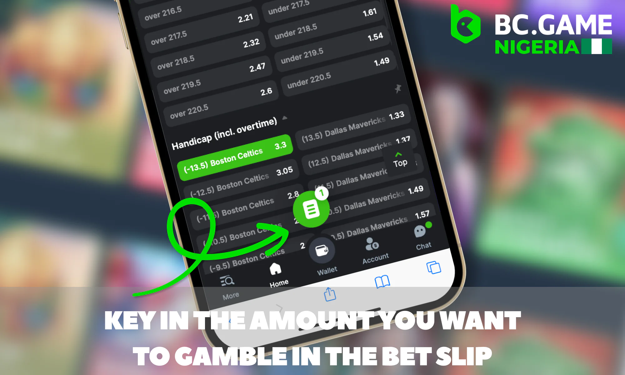 Going to the bet slip at BC Game