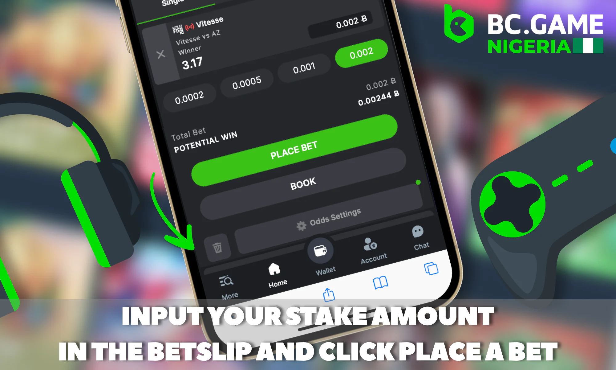 Inputting your stake amount at BC Game