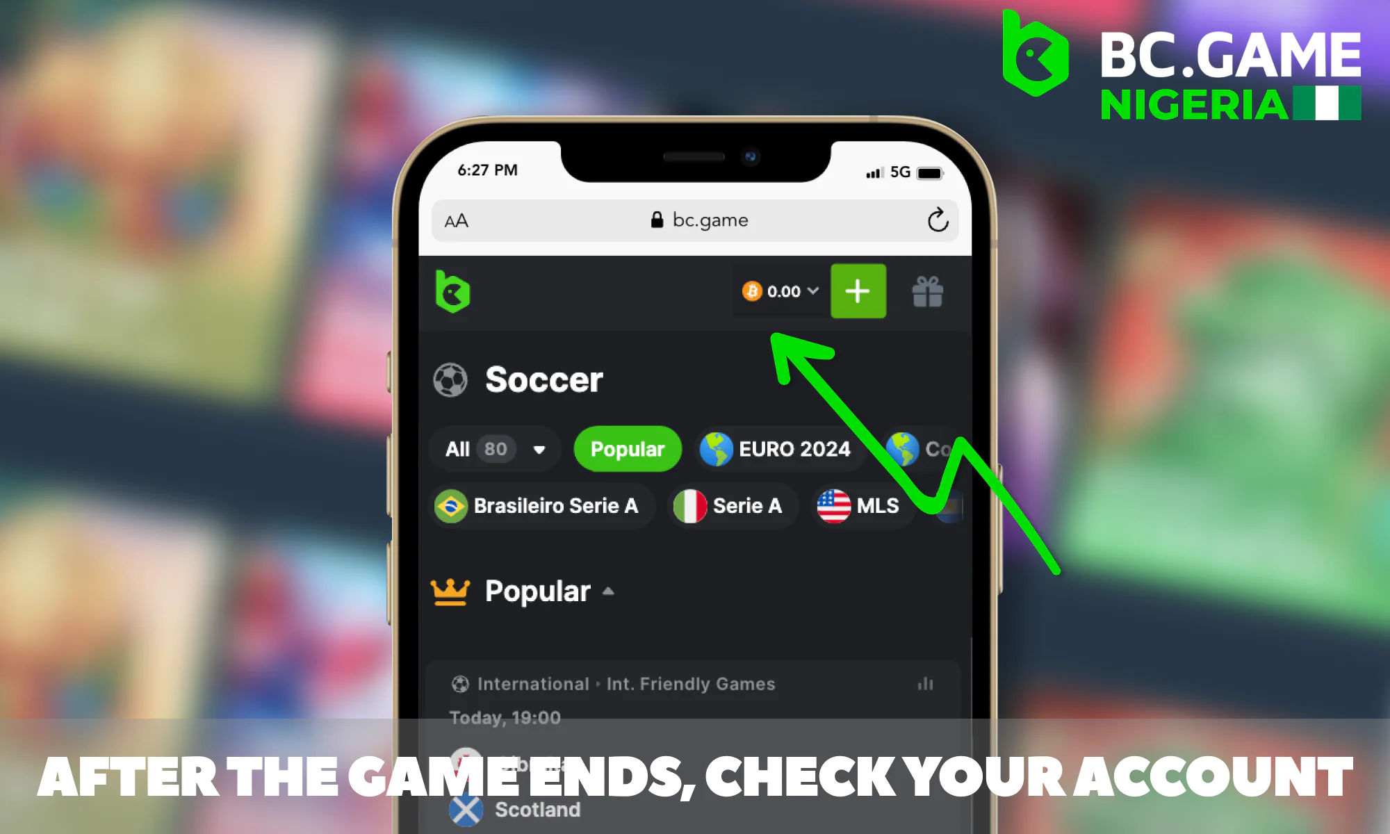 Checking your account at BC Game