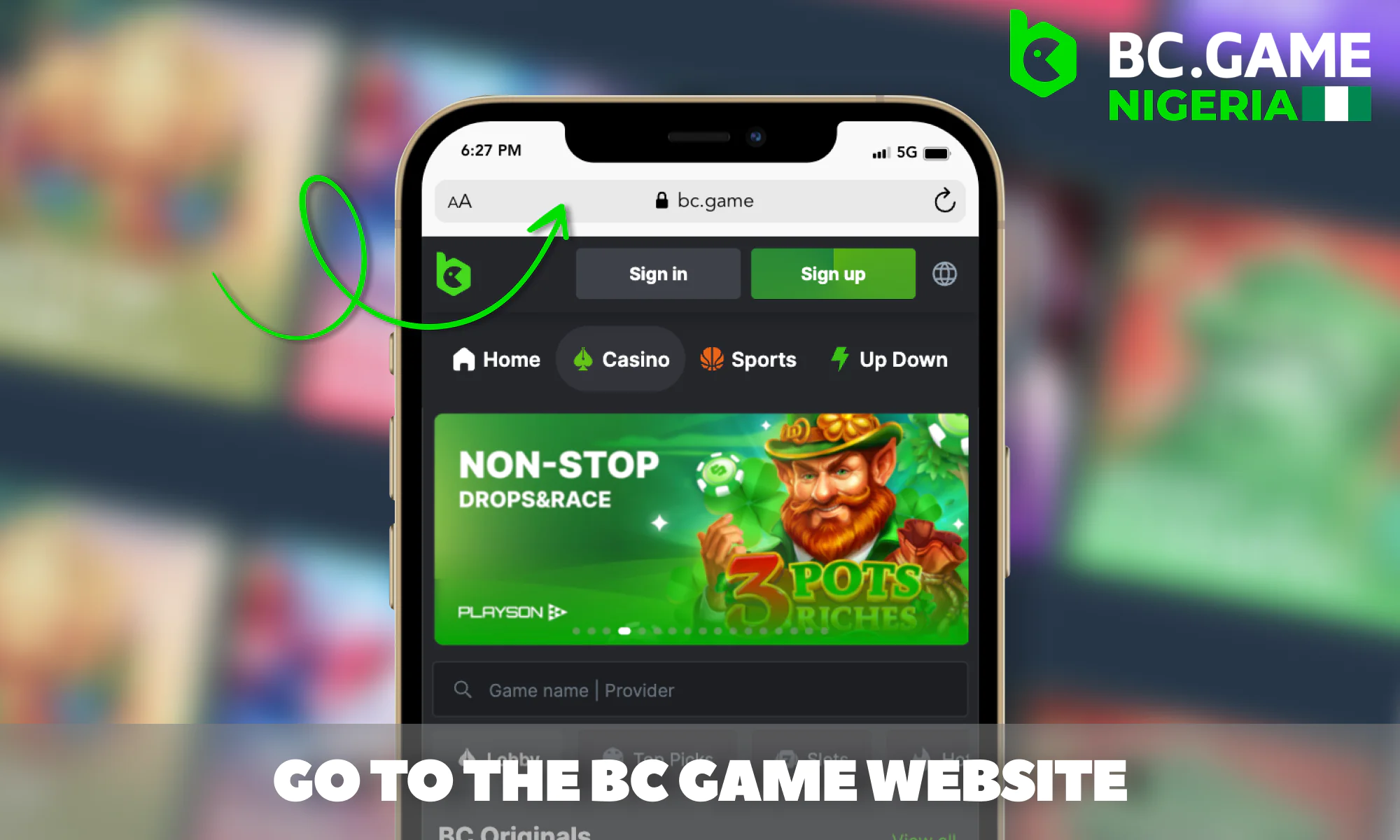 Visiting BC Game site