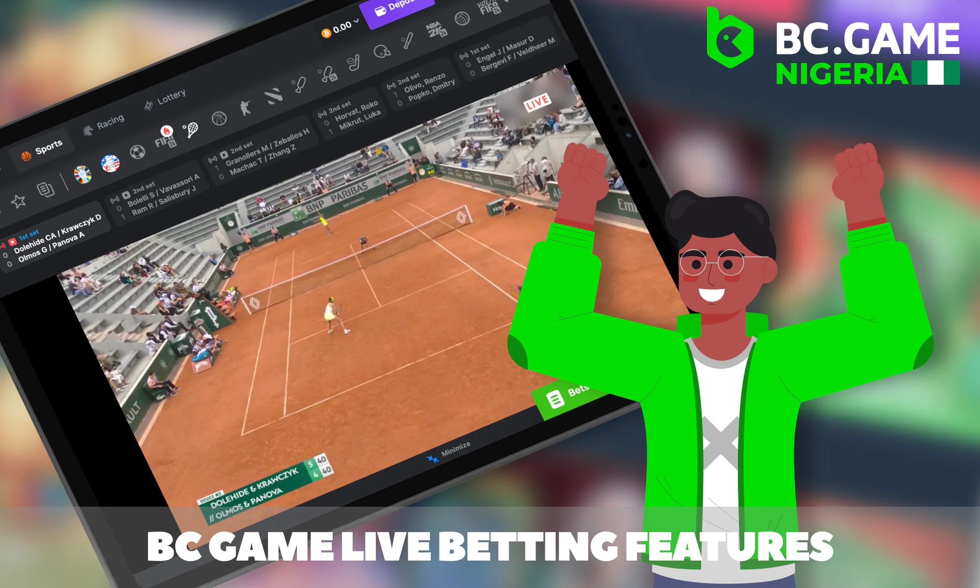 Live betting features for Nigerian players at BC Game