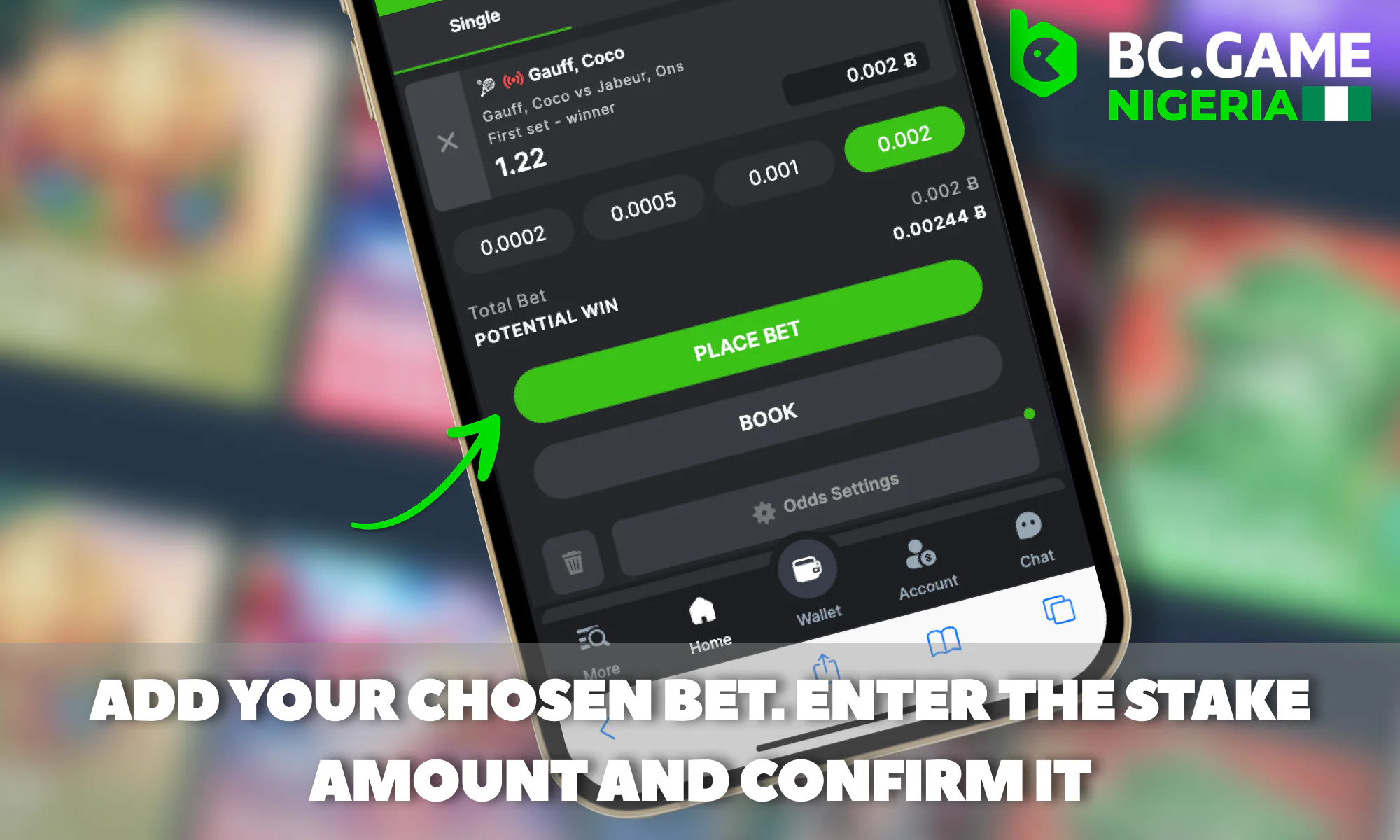 Placing a bet at BC Game