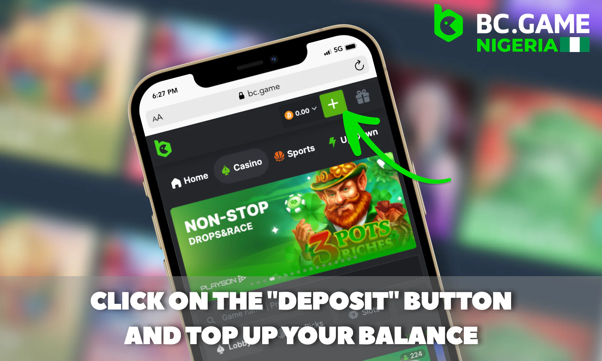 Depositing money before placing bets at BC Game