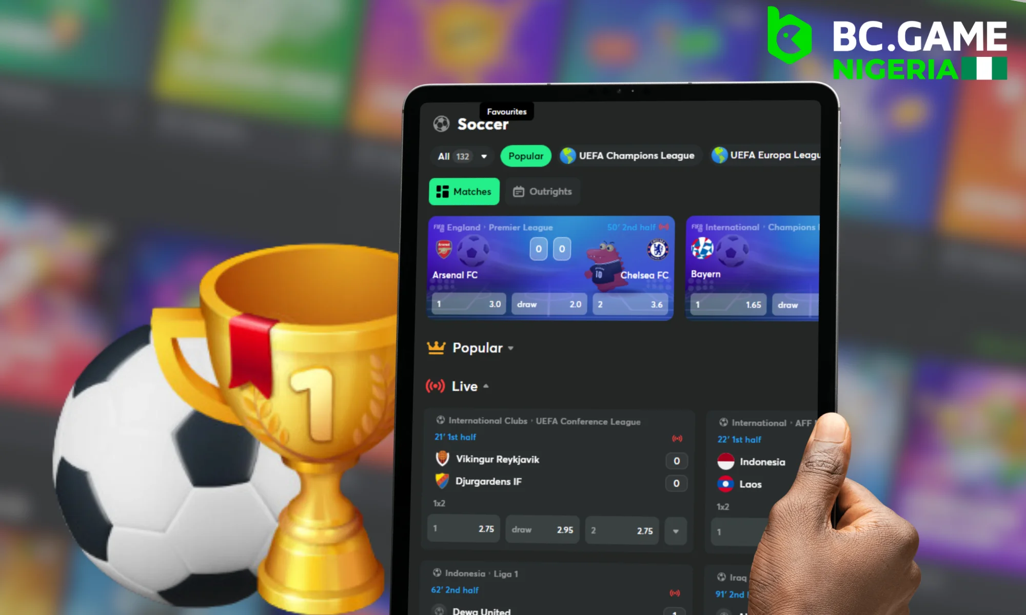 Football tournaments available for betting at BC Game