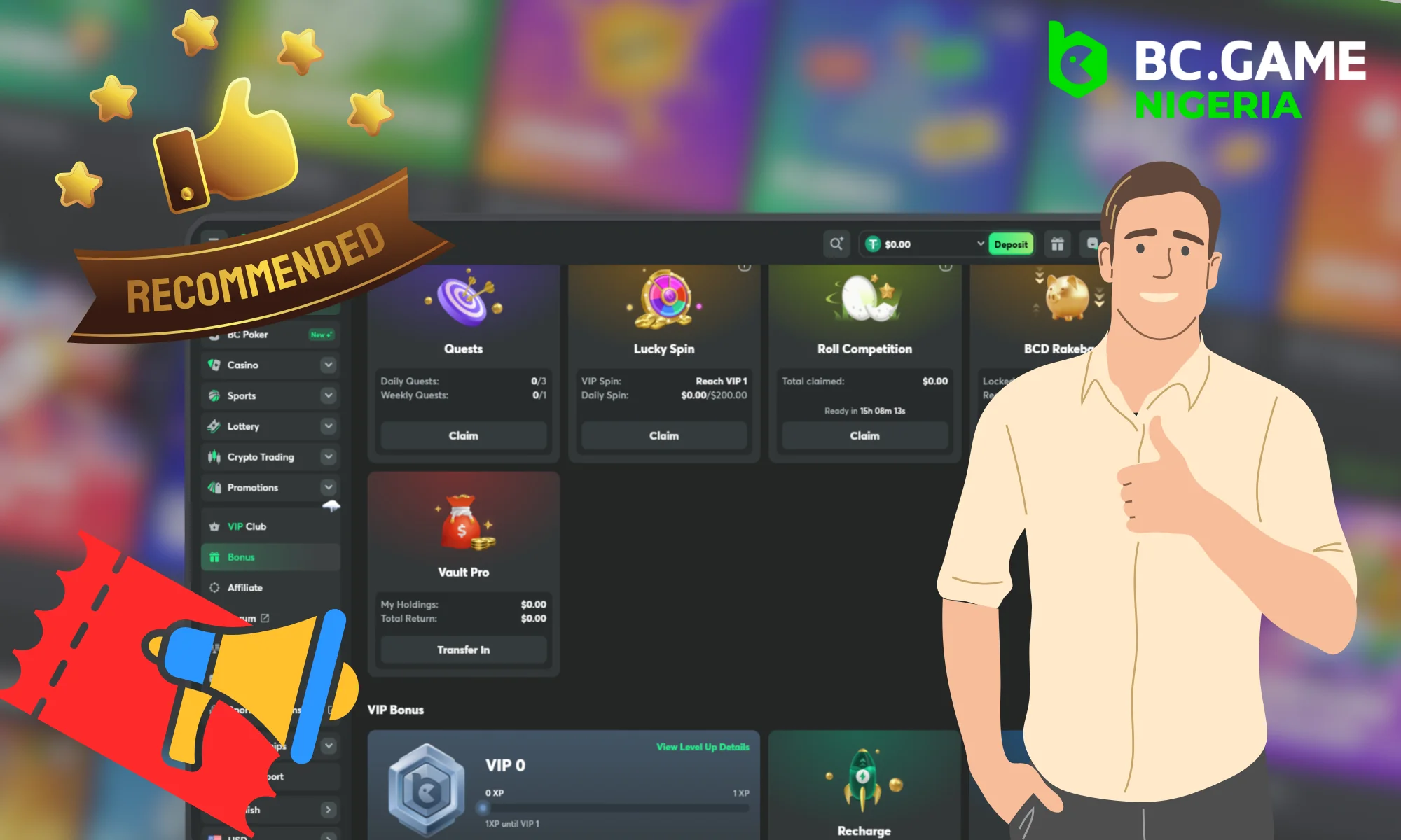 The list of benefits that BC Game players receive in Nigeria