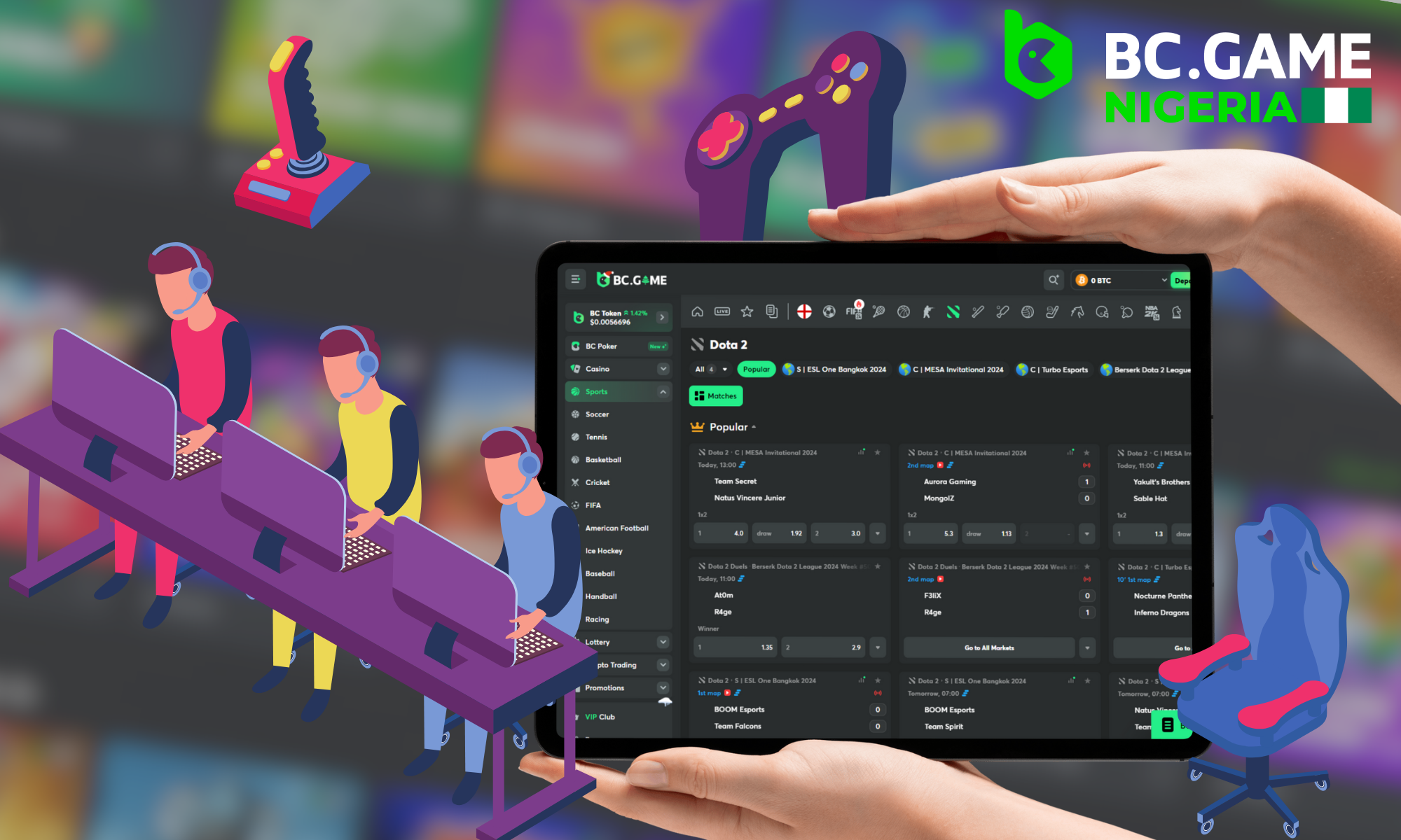 26 options for betting on esports at BC Game