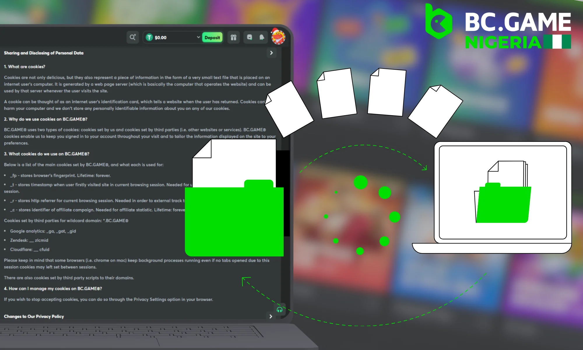 BC Game in Nigeria - data transfer