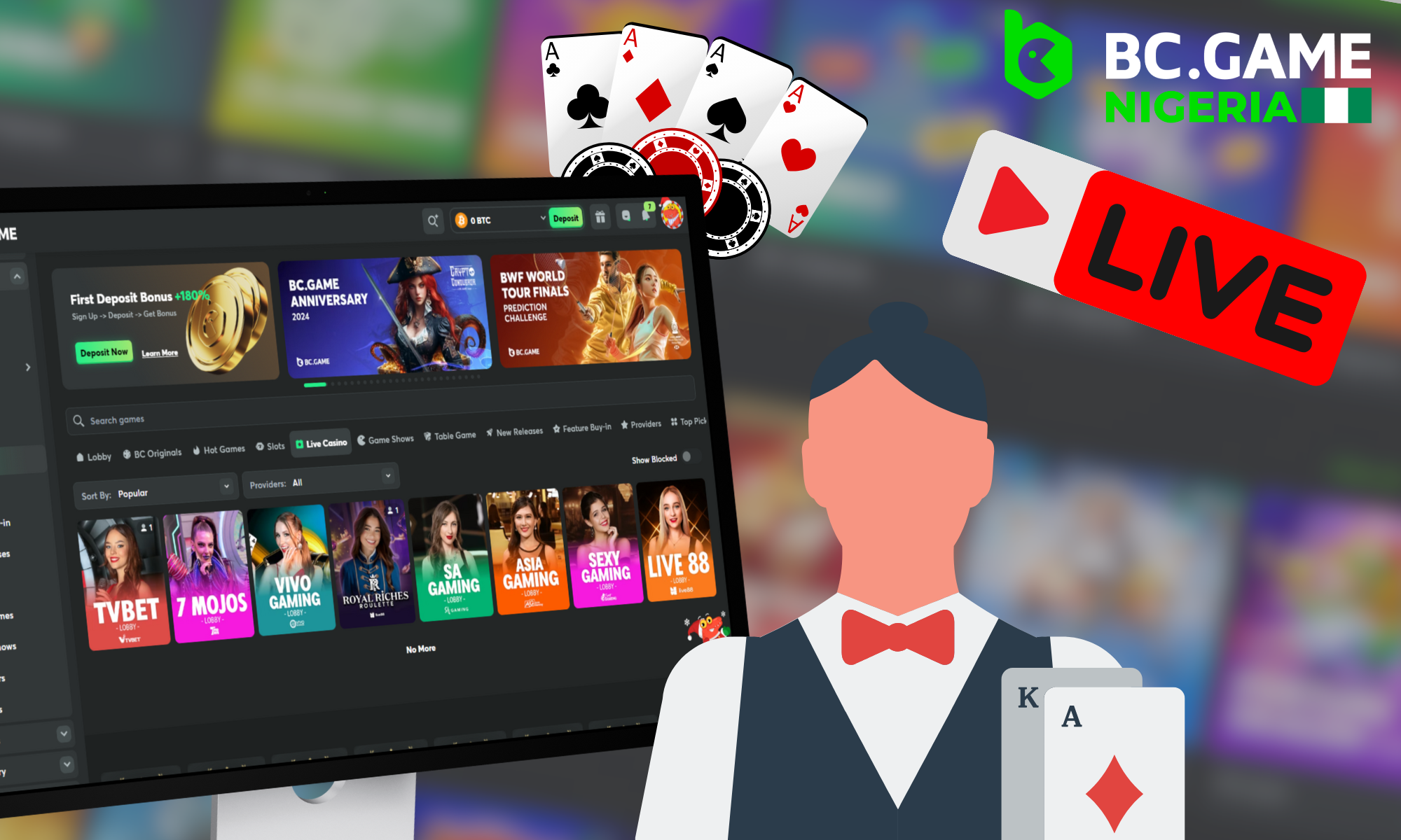 Live Casino games available in BC Game Nigeria