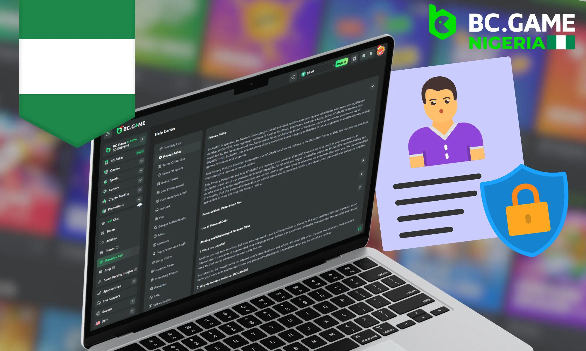 BC.GAME Nigeria protects users' personal data and adheres to the privacy policy