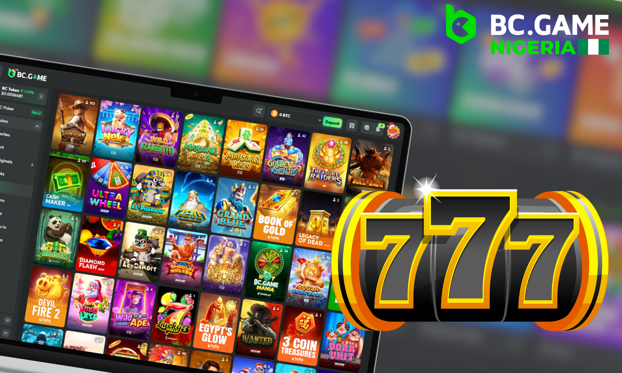 Slot games available in BC Game Nigeria